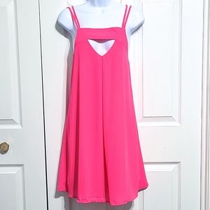 Gianni Bini Neon Hot Pink Dress Cutout Flowey Sleeveless